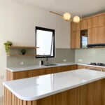 white and wood accent counter tops, minimalist designs